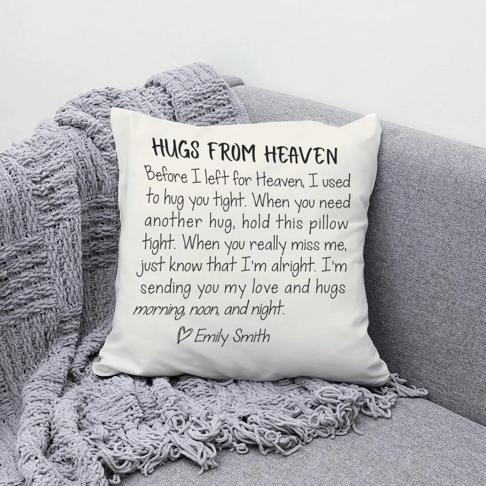 Hugs From Heaven Custom Pillow Memorial Gift For Loss Of Husband