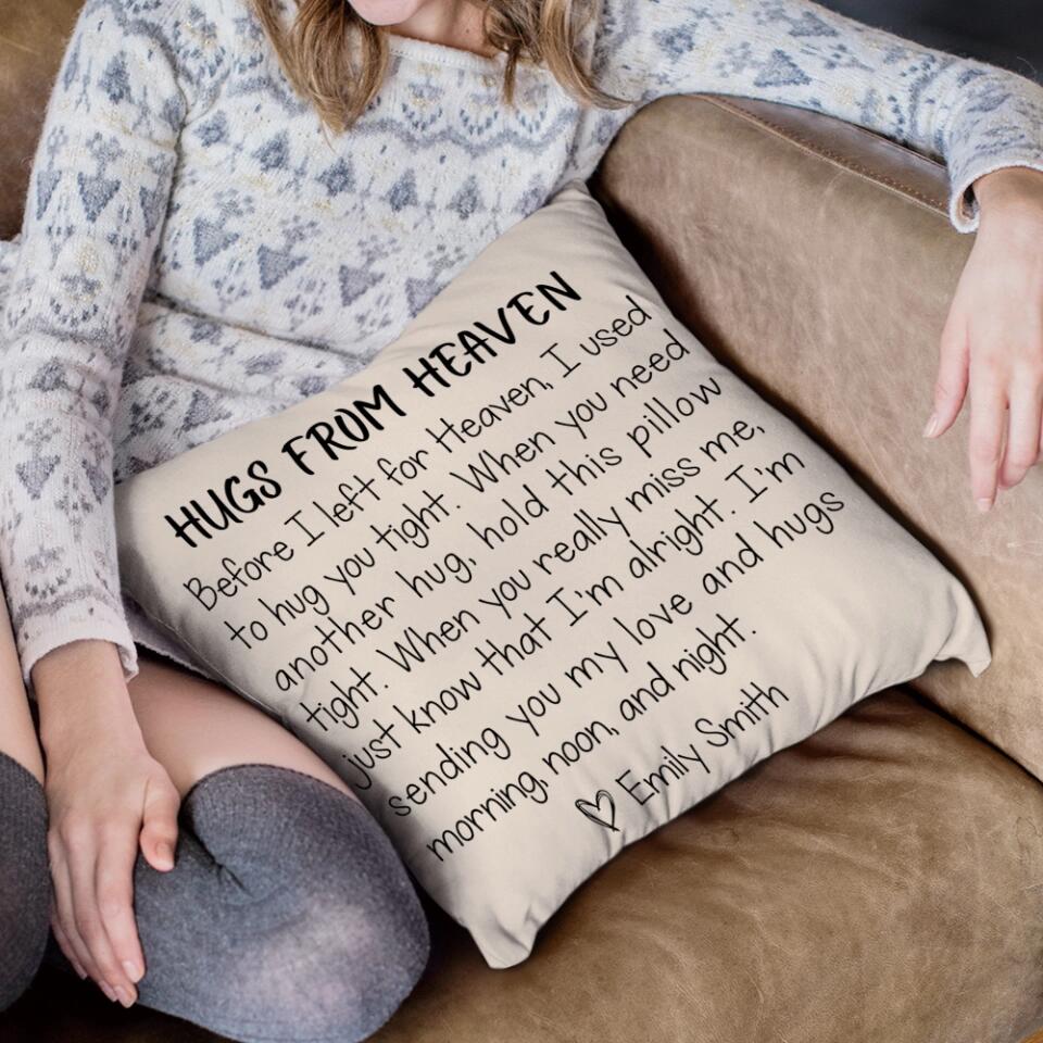 Hugs From Heaven Custom Pillow Memorial Gift For Loss Of Husband