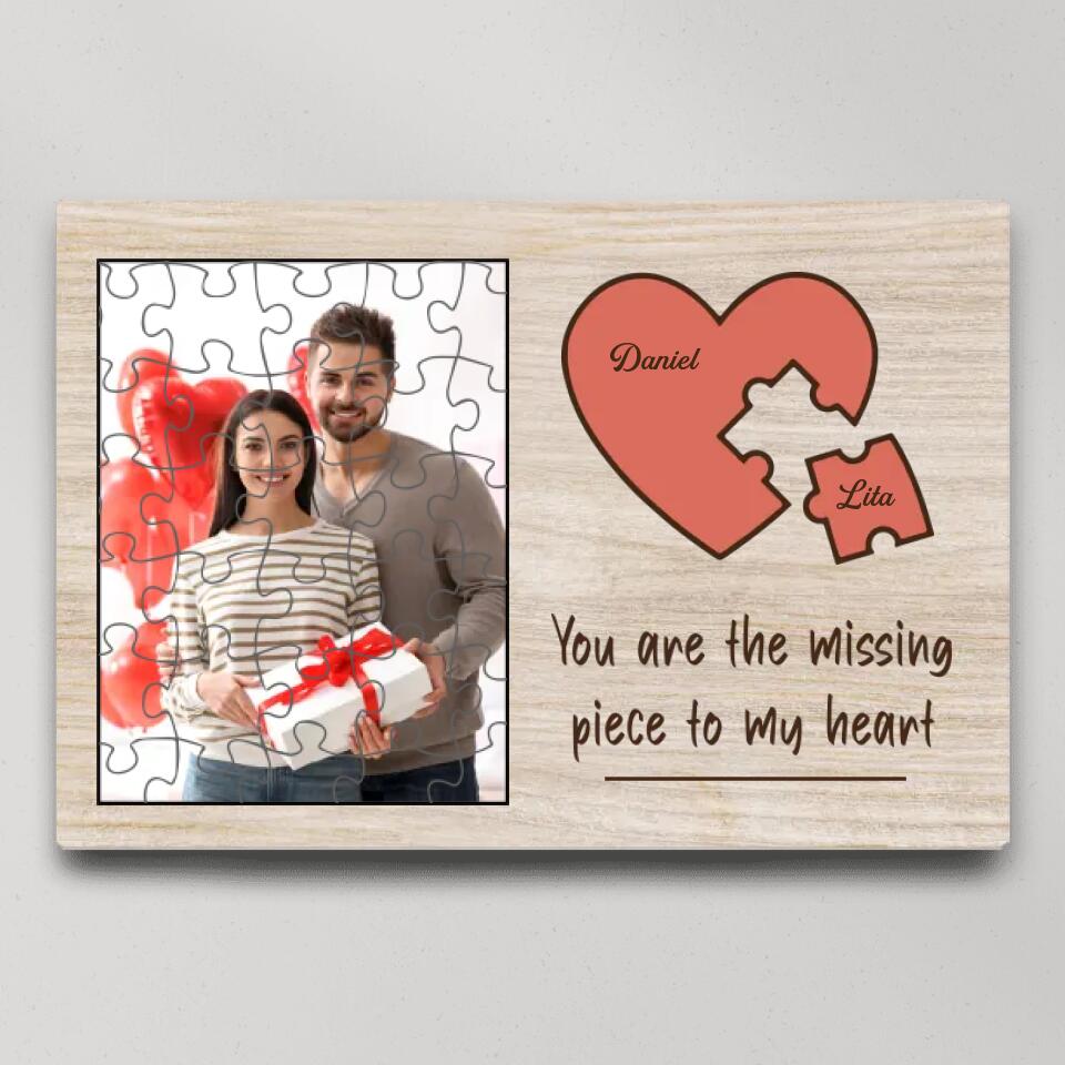 Personalized Valentine Gifts - You Are The Missing Piece To My Heart Custom Canvas Poster Anniversary Gift For Couples