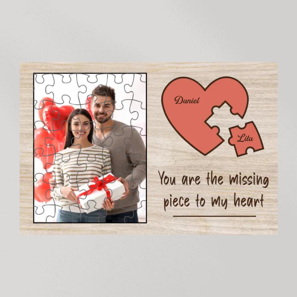 Personalized Valentine Gifts - You Are The Missing Piece To My Heart Custom Canvas Poster Anniversary Gift For Couples