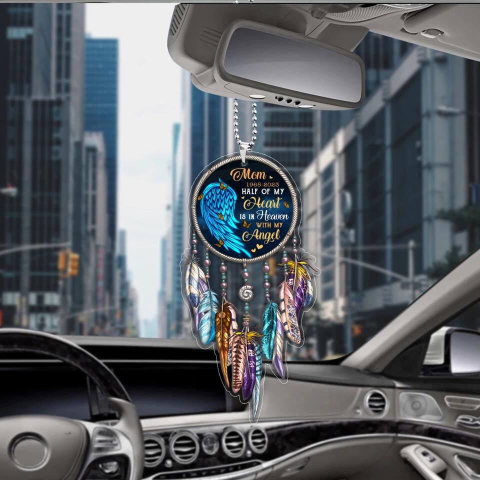 Half of My Heart Lives In Heaven With My Angel - Personalized Car Ornament - Best Memorial Gifts - 301IHPNPOR0001