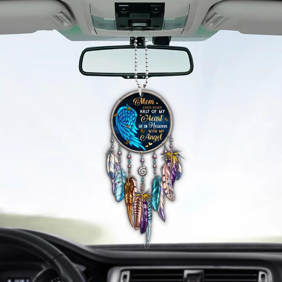 Half of My Heart Lives In Heaven With My Angel - Personalized Car Ornament - Best Memorial Gifts - 301IHPNPOR0001