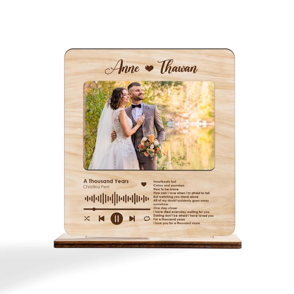 Favorite Song Lyrics And Photo Spotify Theme - Housewarming Gifts - Custom Wooden Plaque - Anniversary Gift For Couples