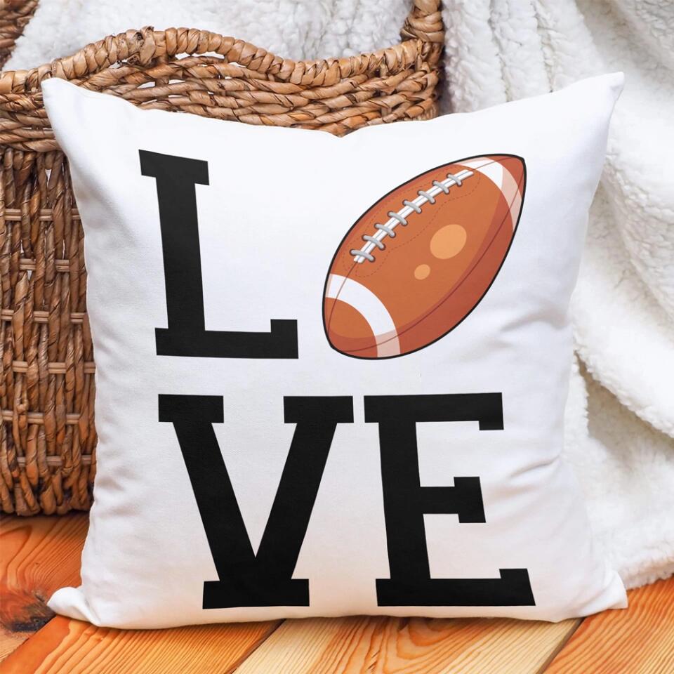 Love Football Soccer Basketball Baseball Personalized Canvas Pillow Gift For Sport Lover