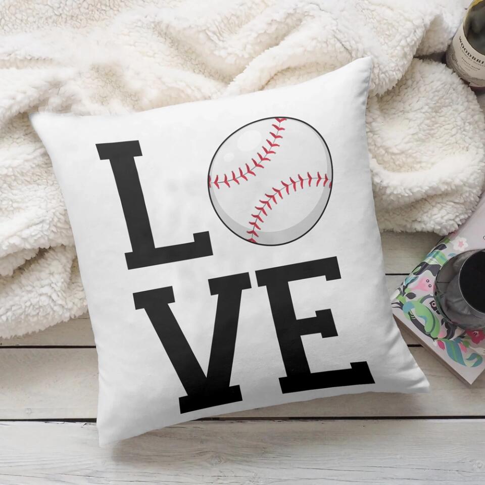 Love Football Soccer Basketball Baseball Personalized Canvas Pillow Gift For Sport Lover