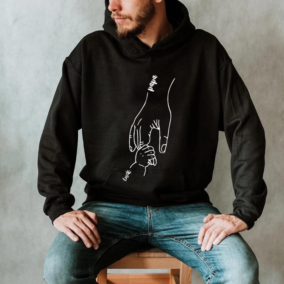 Hands Grandkids Papa - Personalized T-Shirt - Papa Shirts With Kids Names