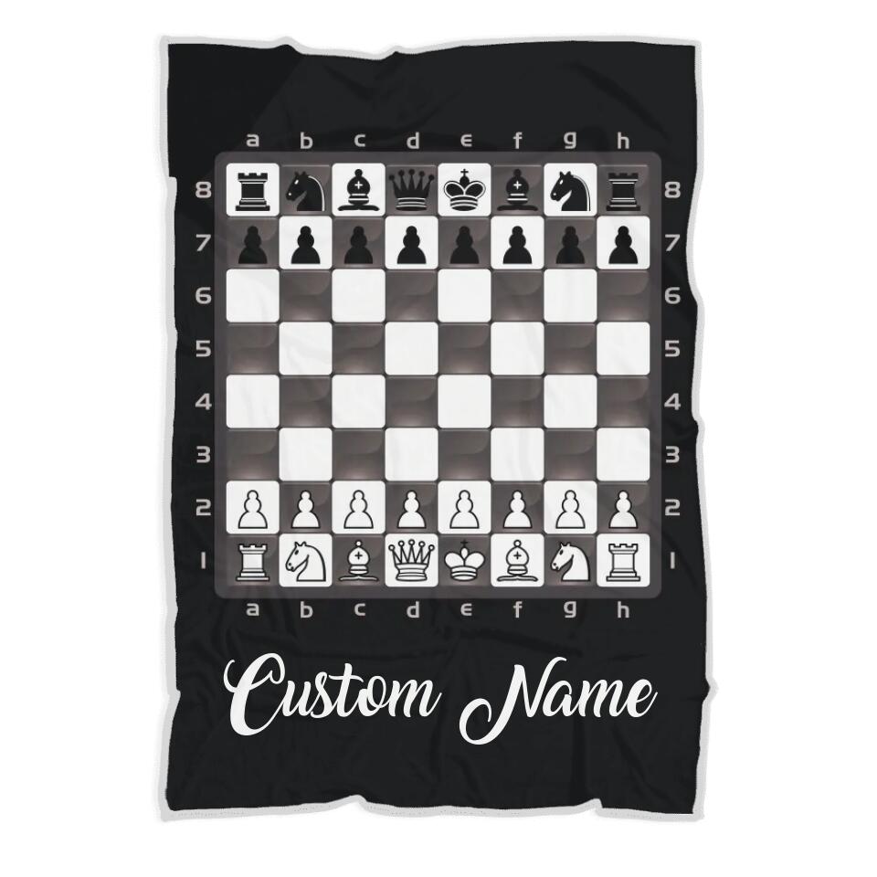 Chess Board - Personalized Blanket - Custom Player's Name - Gift for Chess Lover