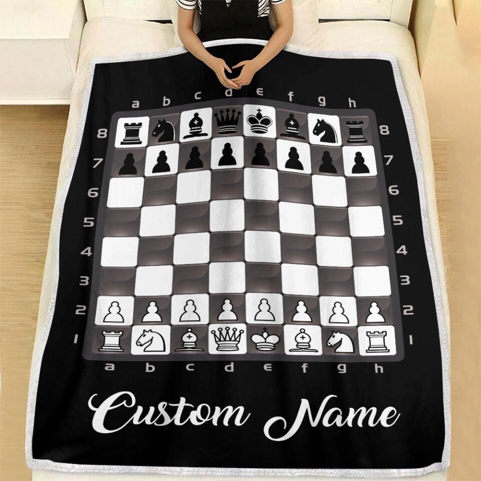 Chess Board - Personalized Blanket - Custom Player's Name - Gift for Chess Lover