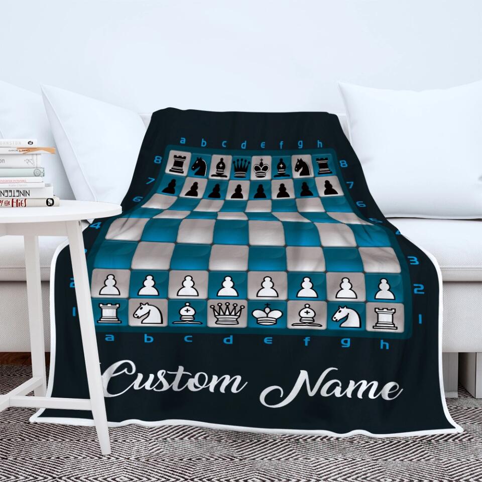 Chess Board - Personalized Blanket - Custom Player's Name - Gift for Chess Lover