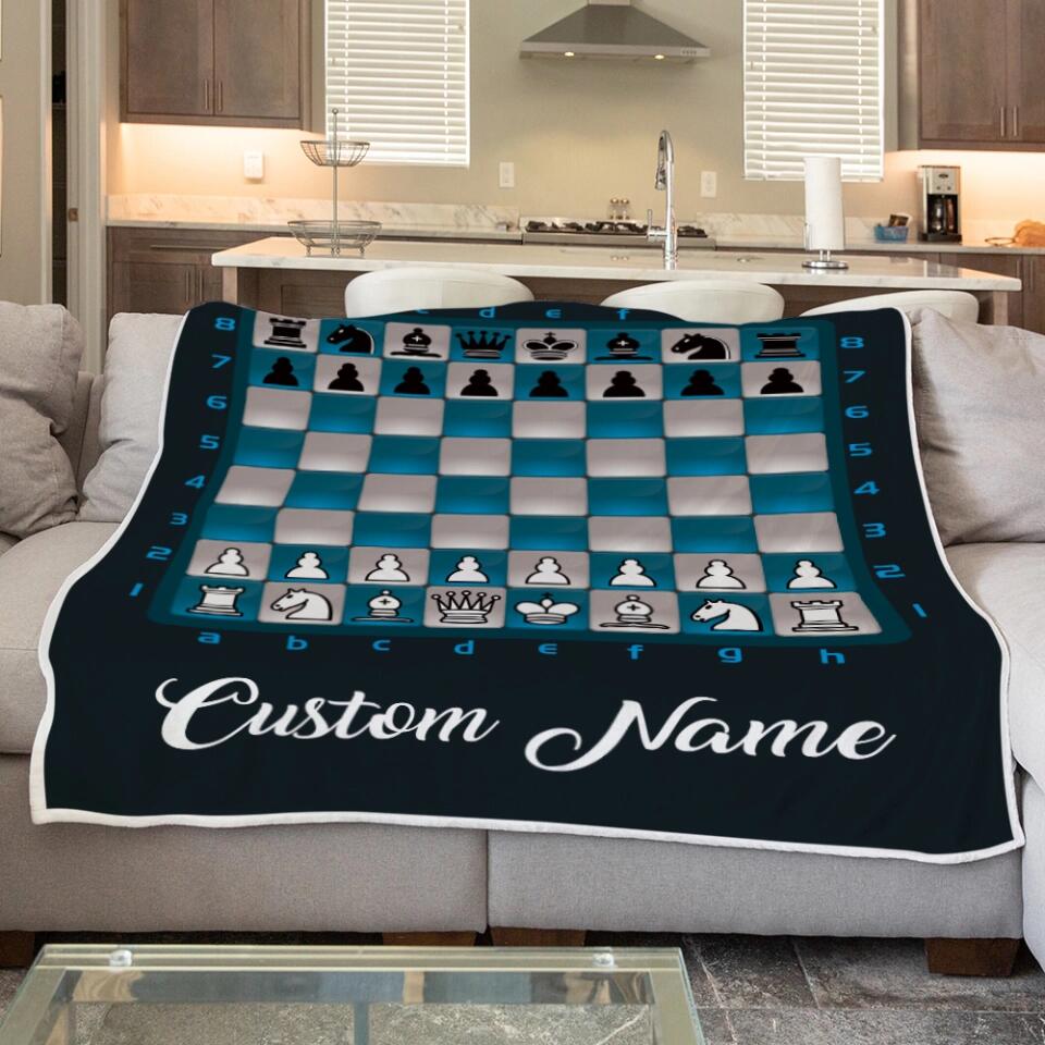 Chess Board - Personalized Blanket - Custom Player's Name - Gift for Chess Lover