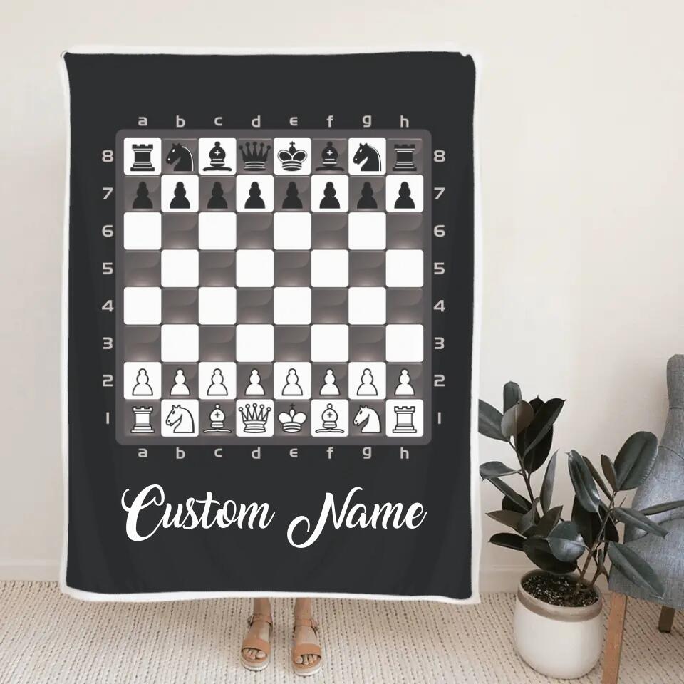 Chess Board - Personalized Blanket - Custom Player's Name - Gift for Chess Lover
