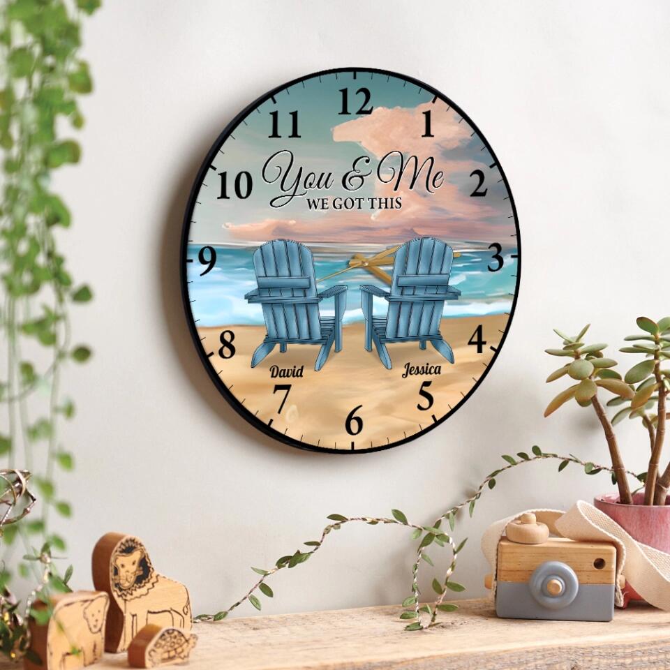 You & Me We Got This - Custom Background Wall Clock Home Decor Wall Art - Best Gift For Couple Anniversaries Birthdays Valentine - 212IHPLNWC690