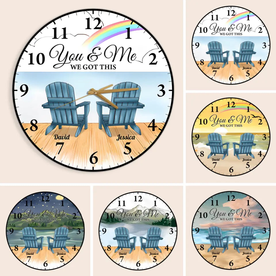 You &amp; Me We Got This - Custom Background Wall Clock Home Decor Wall Art - Best Gift For Couple Anniversaries Birthdays Valentine - 212IHPLNWC690