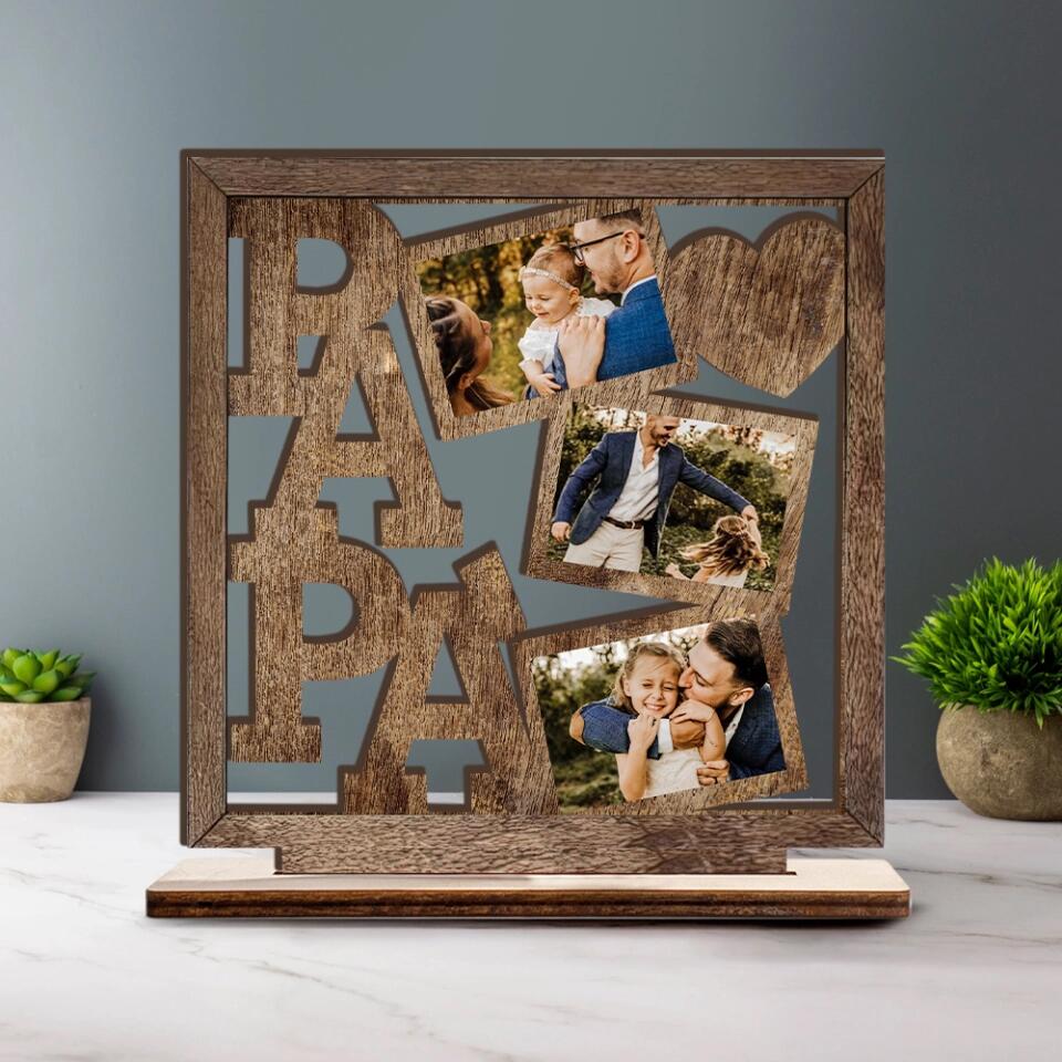 Papa I Love You - Personalized Upload Photo Wooden Plaque - Best Meaningful Gift For Dad For Father Gift For Him - 301IHNVSWP0001