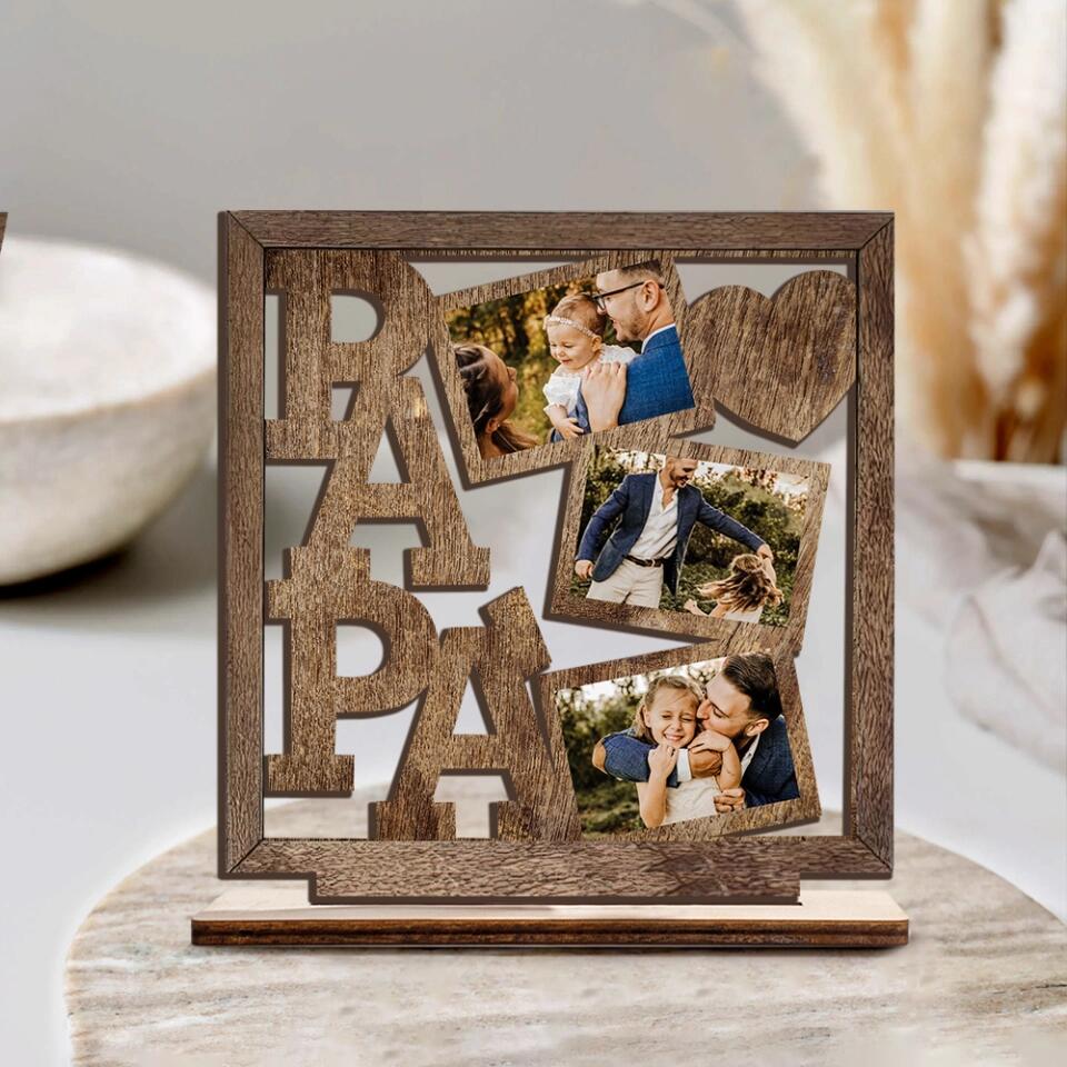 Papa I Love You - Personalized Upload Photo Wooden Plaque - Best Meaningful Gift For Dad For Father Gift For Him - 301IHNVSWP0001