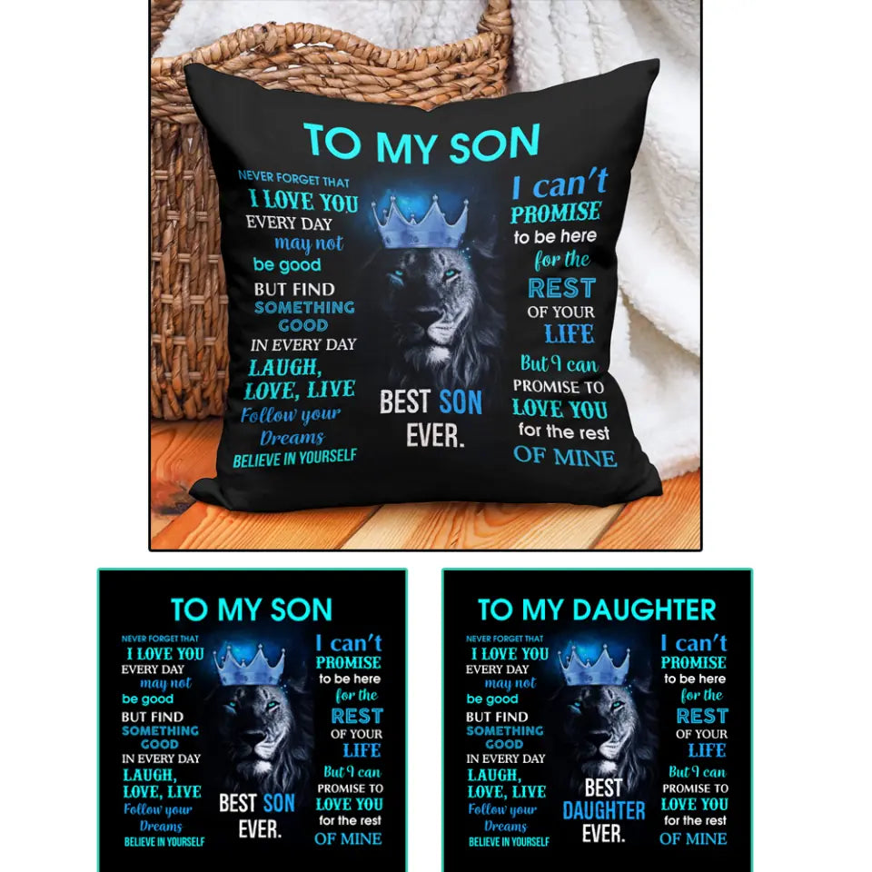 Lion To My Son/Daughter - Never Forget That I Love You - Message to Child - Follow Your Dream Believe in Yourself - Canvas Pillow - Birthday Gift for Son/Daughter - Boy Girl Bedroom Decor - 301ICNNPPI0022
