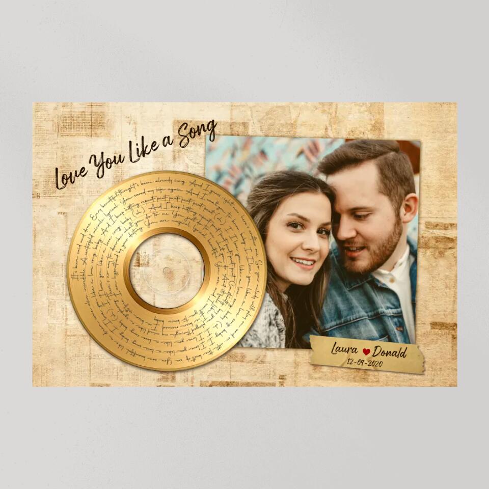 Personalized Valentine Gifts - Love You Like A Love Song Custom Canvas Poster Anniversary Gift For Couples