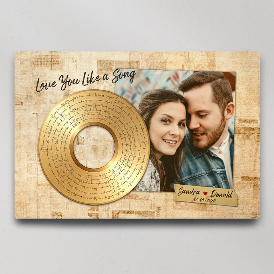 Personalized Valentine Gifts - Love You Like A Love Song Custom Canvas Poster Anniversary Gift For Couples