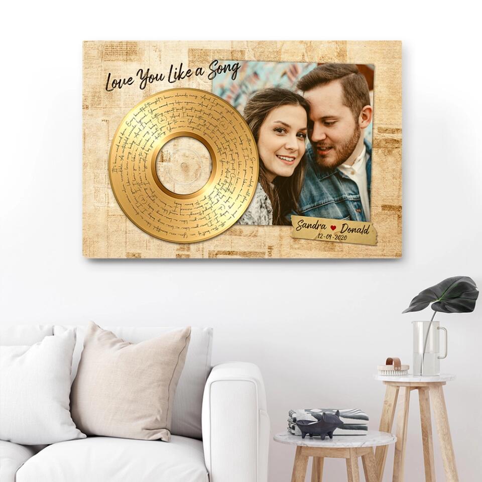 Personalized Valentine Gifts - Love You Like A Love Song Custom Canvas Poster Anniversary Gift For Couples