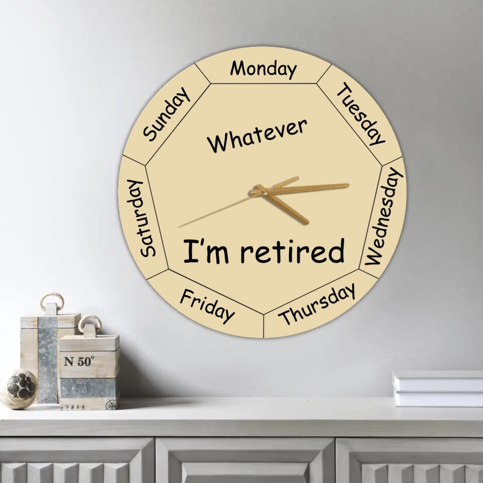 Personalized Valentine Gifts - Whatever You're Late Anyway Oval Beige - Week Day - Wall Clock - Wooden/Acrylic Wall Clock - Wall Hanging - Retirement Gift for Mentor Boss Coworker Work Bestie - Valentine Gift - 301ICNVSWC0027