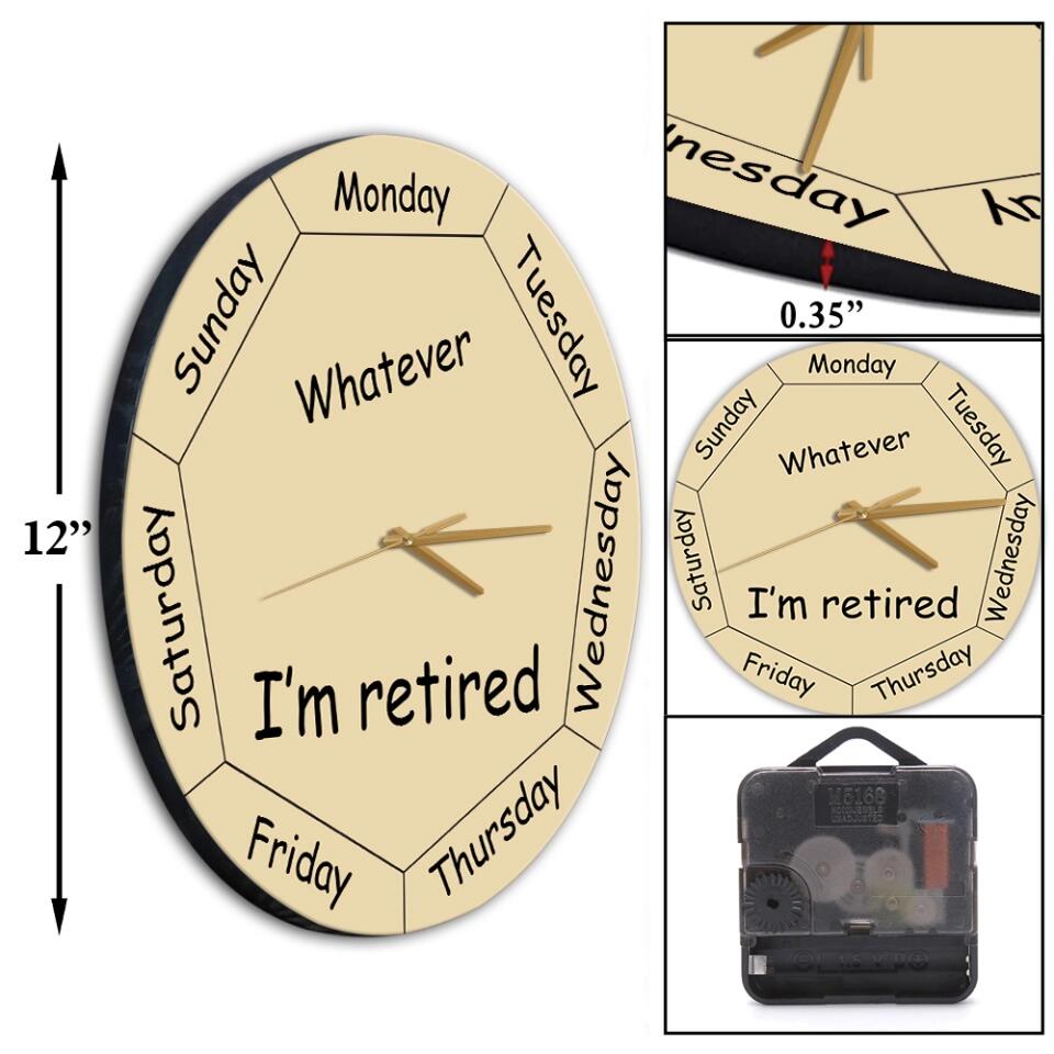 Personalized Valentine Gifts - Whatever You're Late Anyway Oval Beige - Week Day - Wall Clock - Wooden/Acrylic Wall Clock - Wall Hanging - Retirement Gift for Mentor Boss Coworker Work Bestie - Valentine Gift - 301ICNVSWC0027