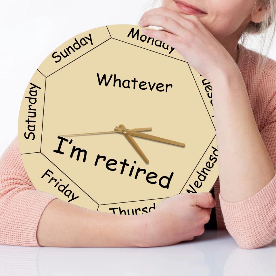 Personalized Valentine Gifts - Whatever You're Late Anyway Oval Beige - Week Day - Wall Clock - Wooden/Acrylic Wall Clock - Wall Hanging - Retirement Gift for Mentor Boss Coworker Work Bestie - Valentine Gift - 301ICNVSWC0027