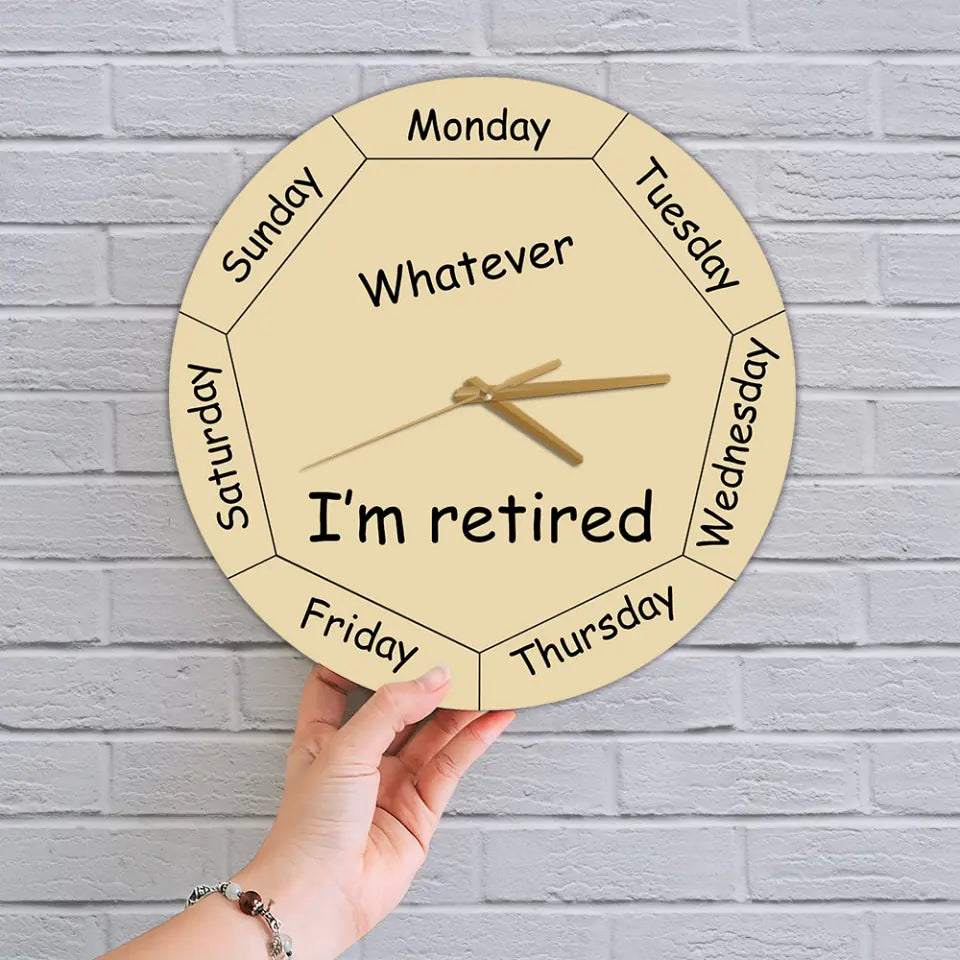 Whatever You&#39;re Late Anyway Oval Beige - Week Day - Wall Clock - Wooden/Acrylic Wall Clock - Wall Hanging - Retirement Gift for Mentor Boss Coworker Work Bestie - Valentine Gift - 301ICNVSWC0027