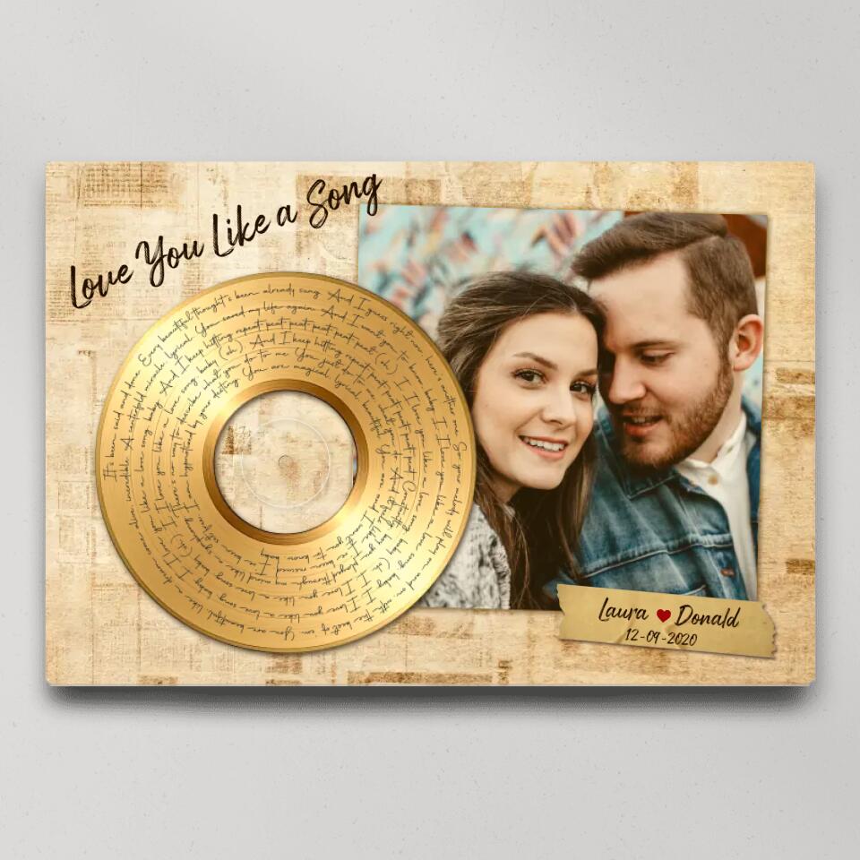 Personalized Valentine Gifts - Love You Like A Love Song Custom Canvas Poster Anniversary Gift For Couples