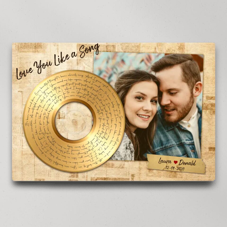 Personalized Valentine Gifts - Love You Like A Love Song Custom Canvas Poster Anniversary Gift For Couples