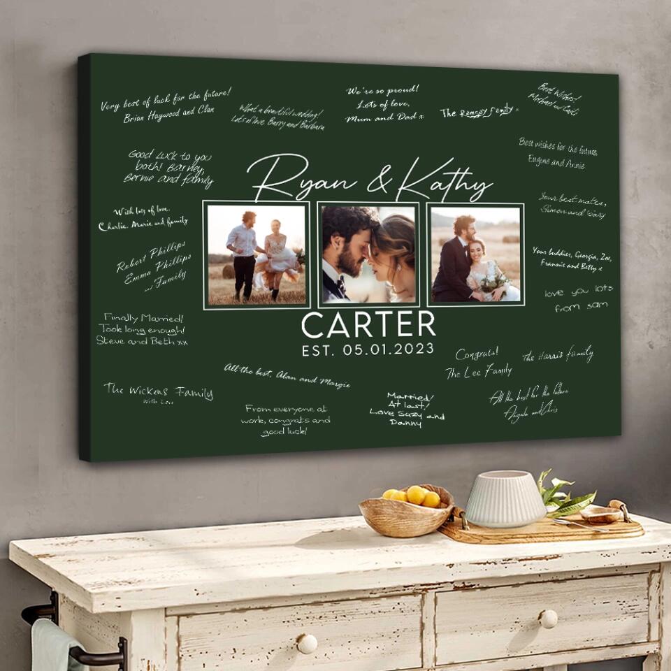 Personalized Valentine Gifts - Wedding Guest Book Sign Custom Canvas Poster Best Wedding Gift For Couples