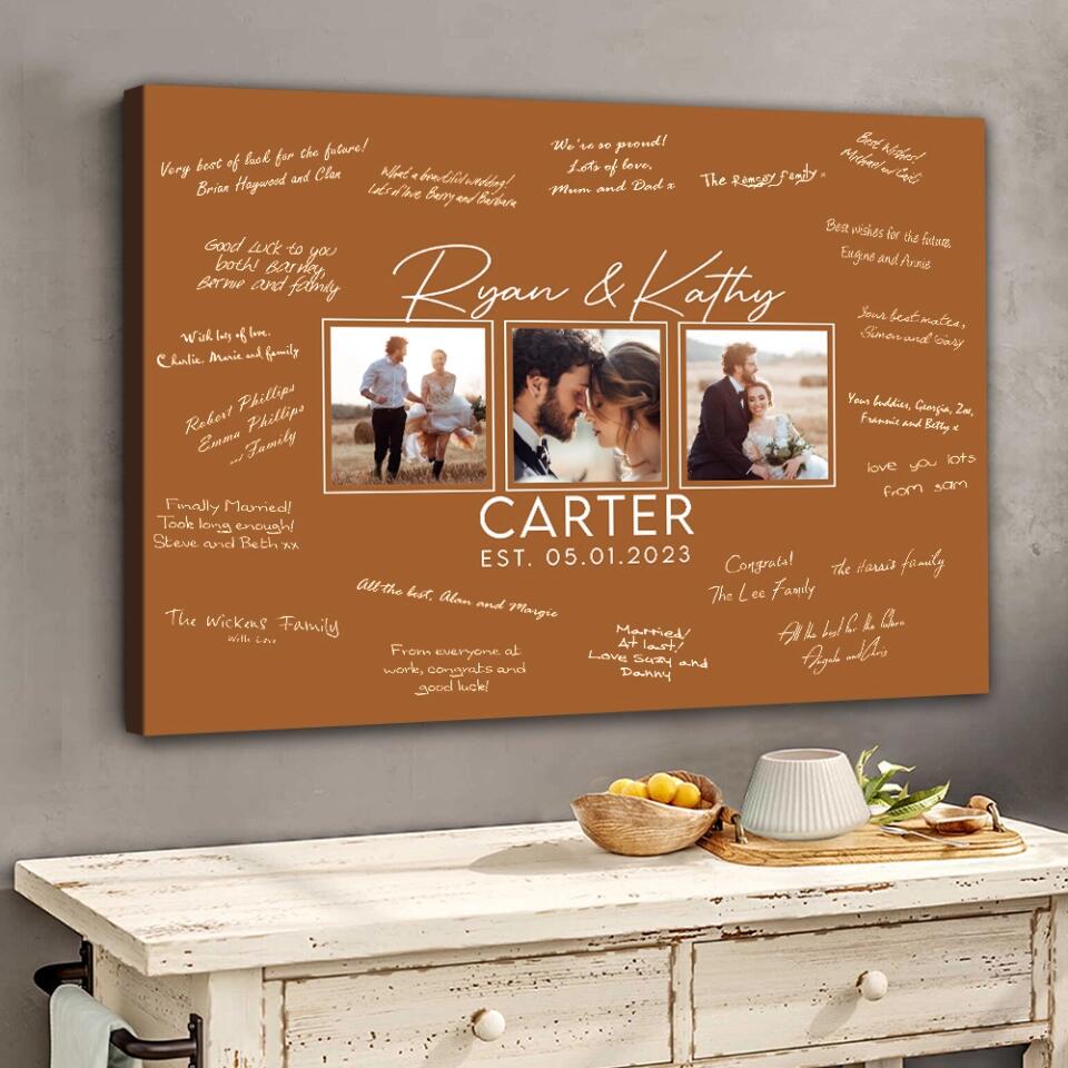 Personalized Valentine Gifts - Wedding Guest Book Sign Custom Canvas Poster Best Wedding Gift For Couples