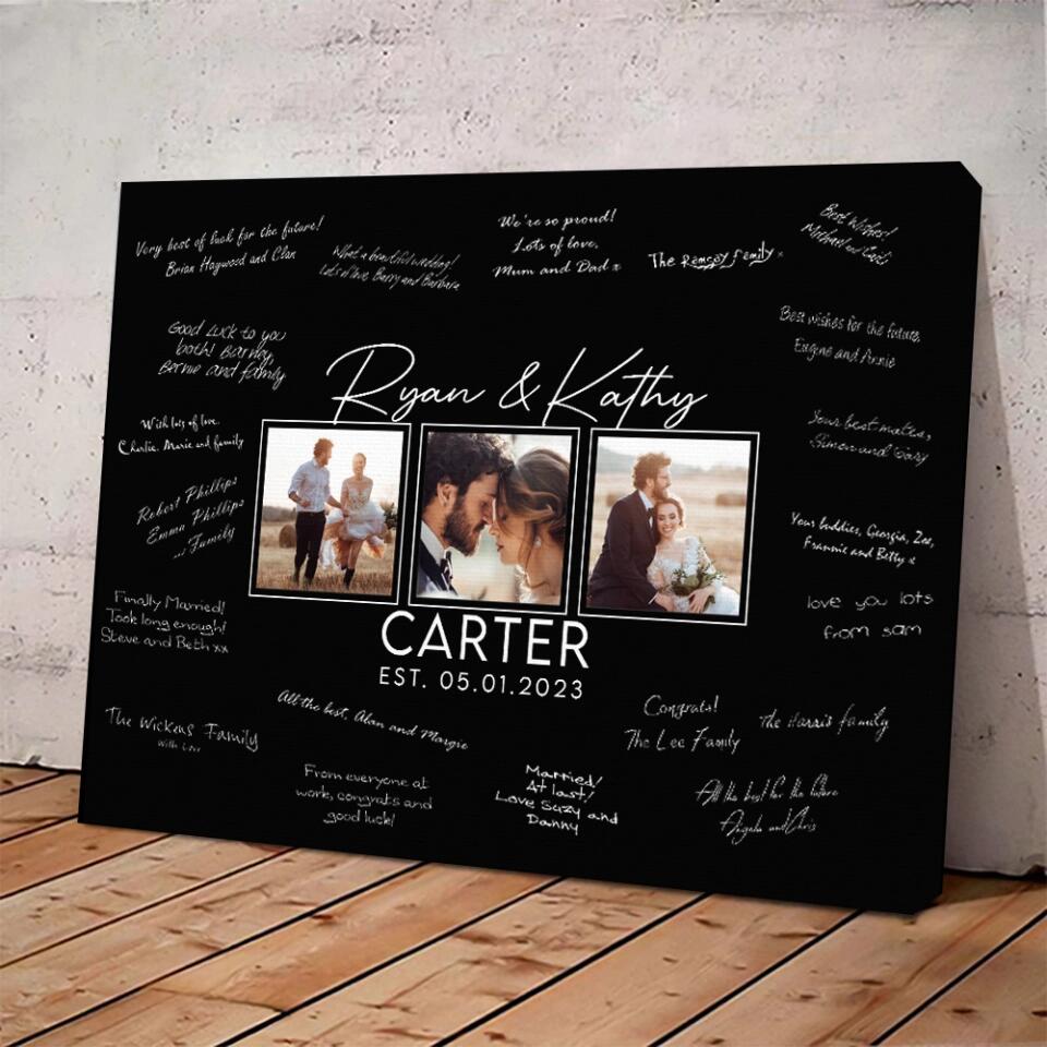 Personalized Valentine Gifts - Wedding Guest Book Sign Custom Canvas Poster Best Wedding Gift For Couples