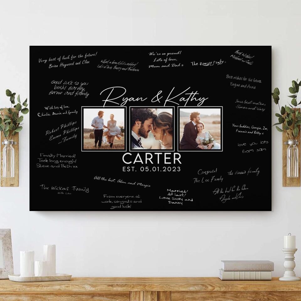 Personalized Valentine Gifts - Wedding Guest Book Sign Custom Canvas Poster Best Wedding Gift For Couples