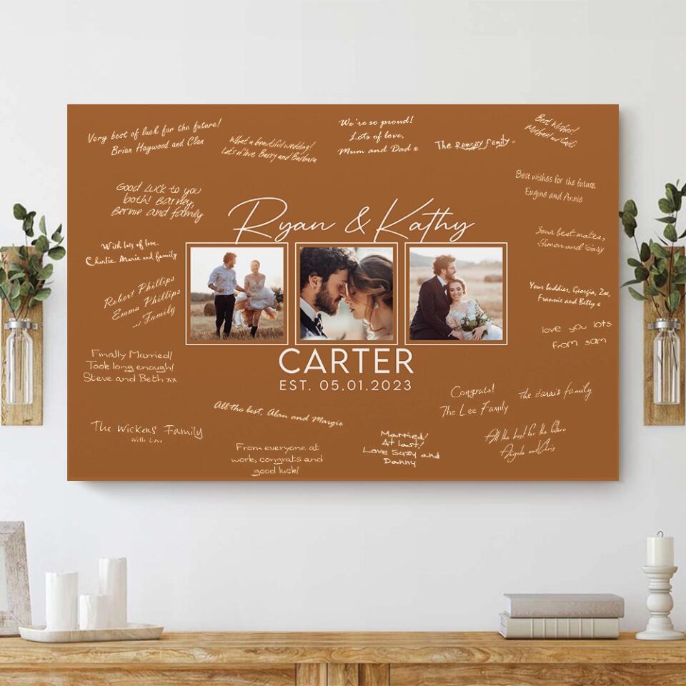 Personalized Valentine Gifts - Wedding Guest Book Sign Custom Canvas Poster Best Wedding Gift For Couples
