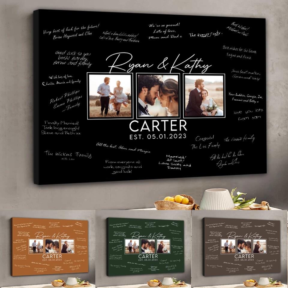 Personalized Valentine Gifts - Wedding Guest Book Sign Custom Canvas Poster Best Wedding Gift For Couples