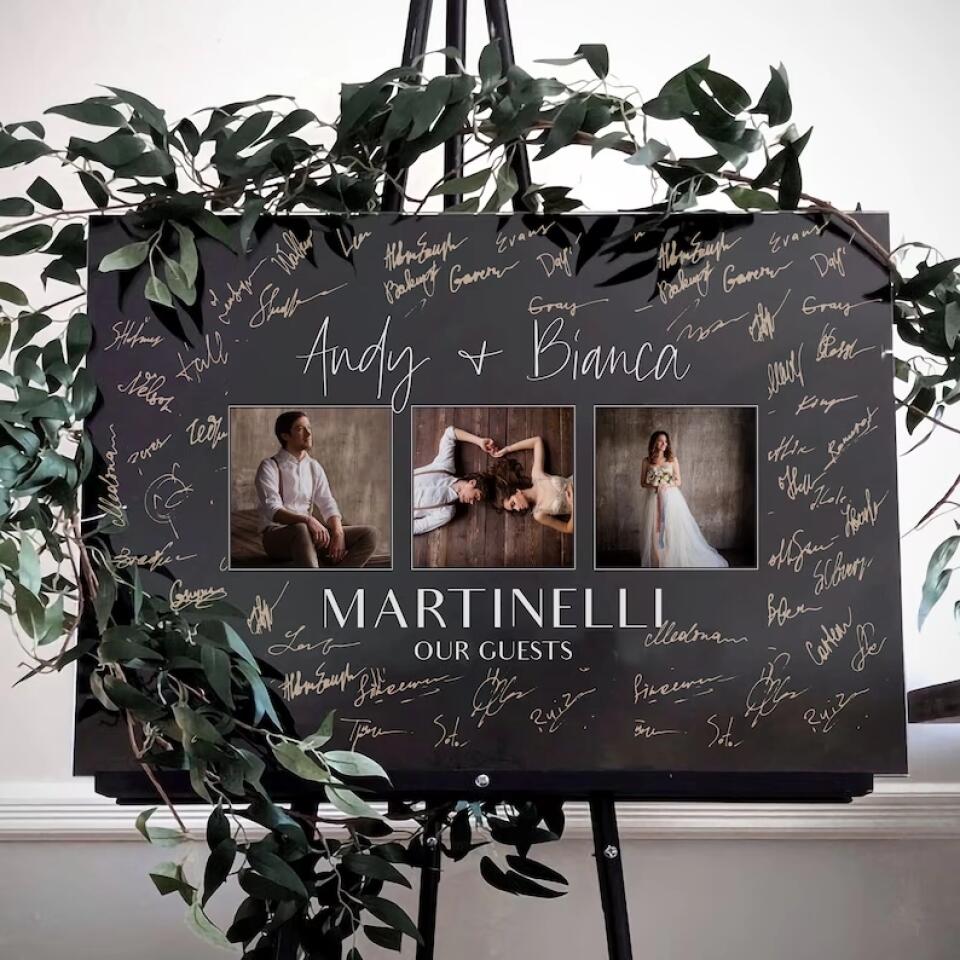 Personalized Valentine Gifts - Wedding Guest Book Sign Custom Canvas Poster Best Wedding Gift For Couples