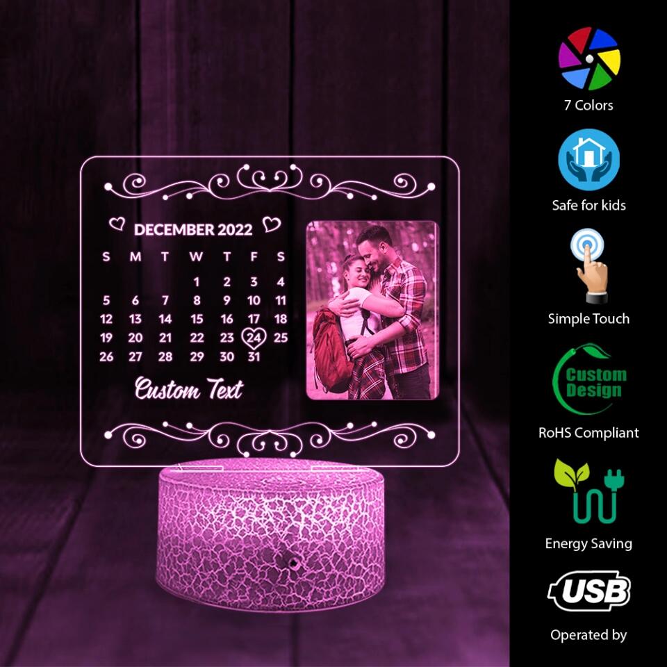 Personalized Valentine Gifts - Loving Light - Customizable 3D LED Photo & Date Lamp