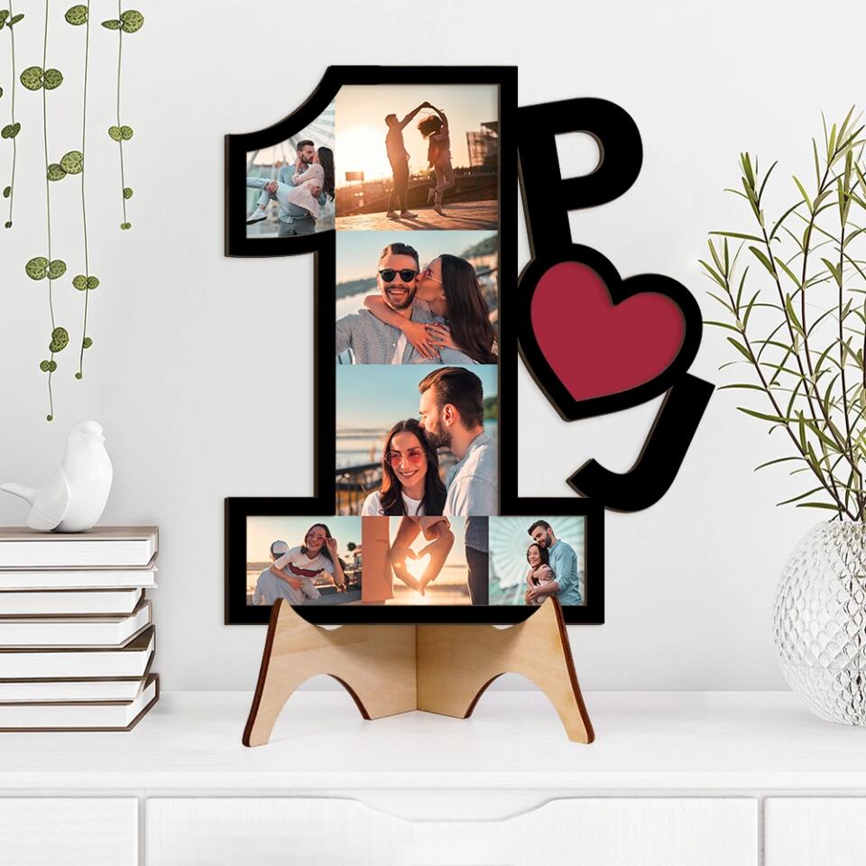 Couple Wooden Sign Personalized Valentine Gifts - 1 Year 1 Month Anniversary Custom Wooden Art Upload Photo First Anniversary Gift