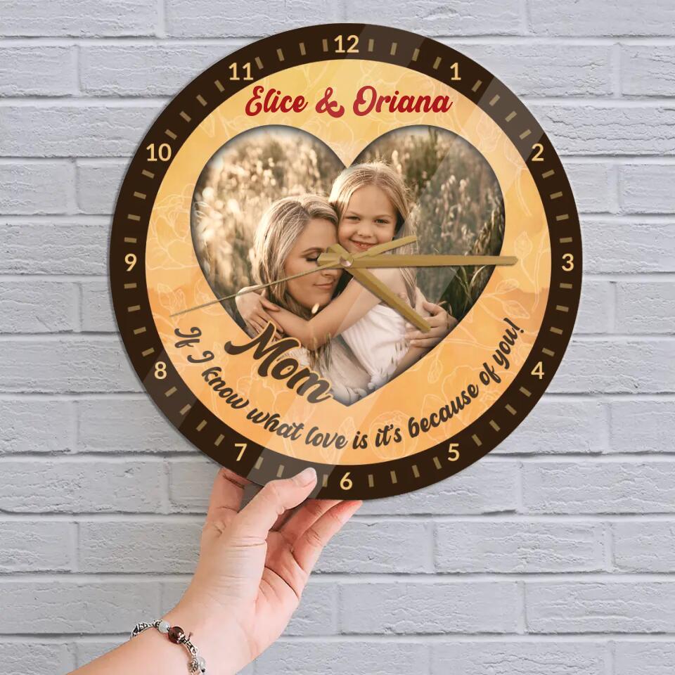 Couple Wooden Sign If I Know What Love Is, It's Because of You - Personalized Wall Clock - Best Gifts For Mom