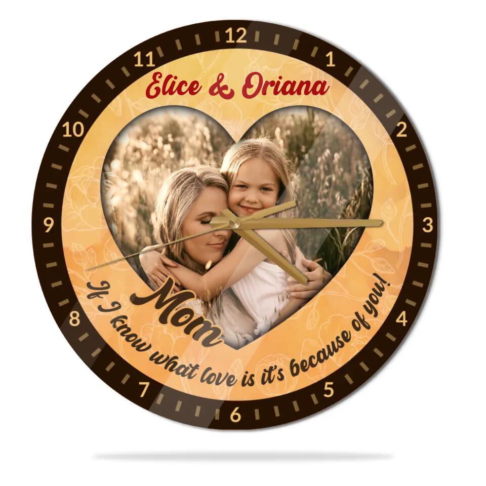Couple Wooden Sign If I Know What Love Is, It's Because of You - Personalized Wall Clock - Best Gifts For Mom