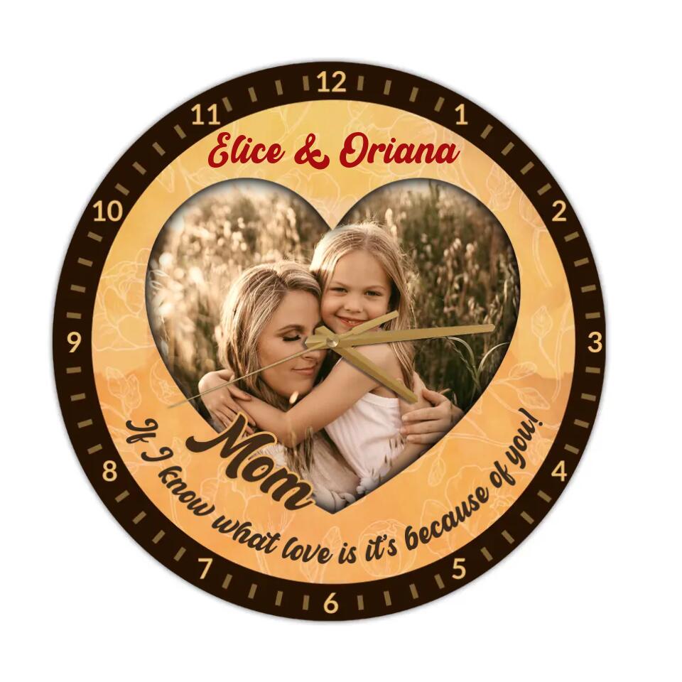 Couple Wooden Sign If I Know What Love Is, It's Because of You - Personalized Wall Clock - Best Gifts For Mom