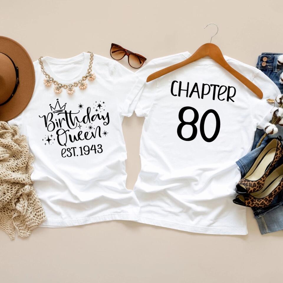 Birthday Queen Est. Chapter - Personalized T-shirt - Birthday Gift for Mom or Grandma