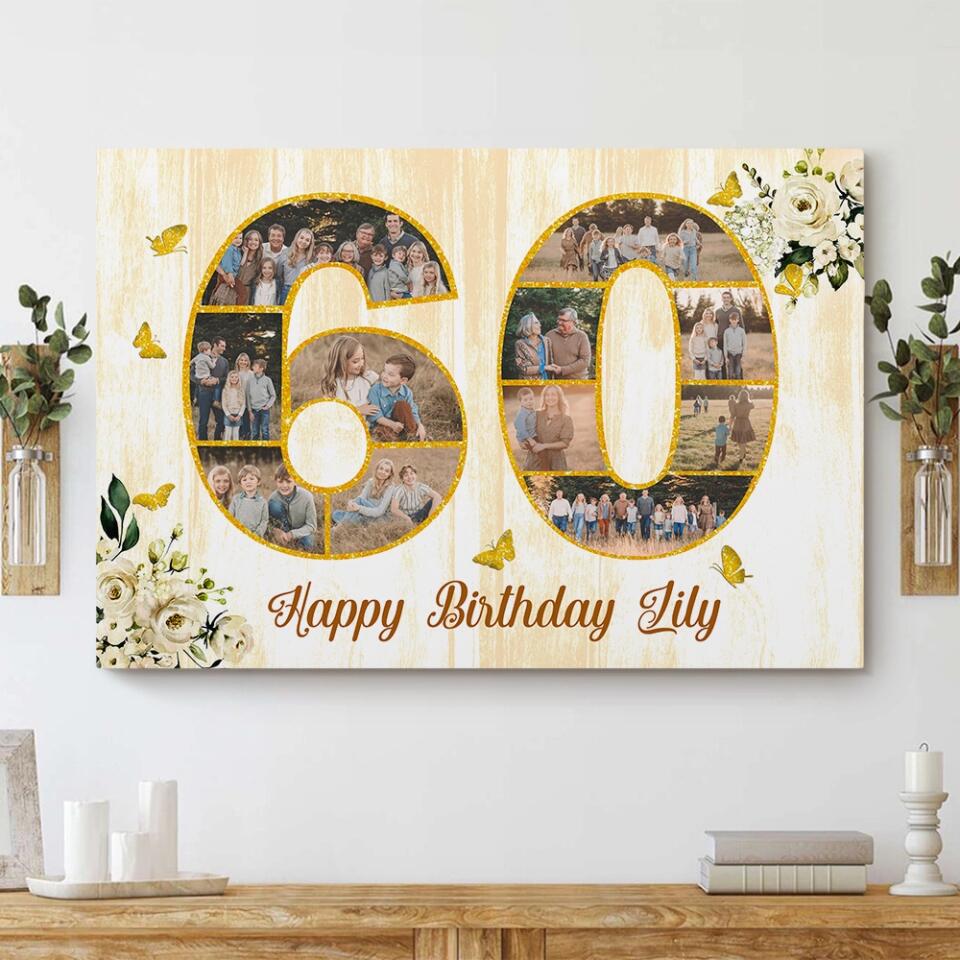 Happy Birthday 50 60 65 70 80 100 Custom Canvas Poster Birthday Gift For Parents Grandparents