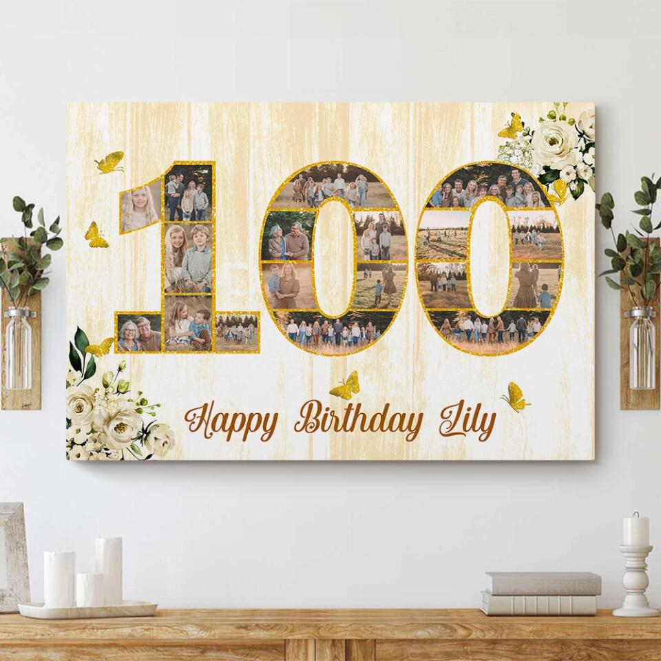 Happy Birthday 50 60 65 70 80 100 Custom Canvas Poster Birthday Gift For Parents Grandparents
