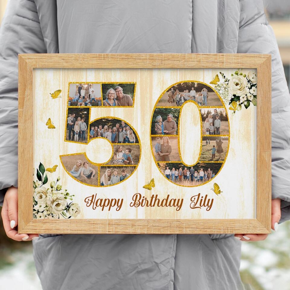 Happy Birthday 50 60 65 70 80 100 Custom Canvas Poster Birthday Gift For Parents Grandparents