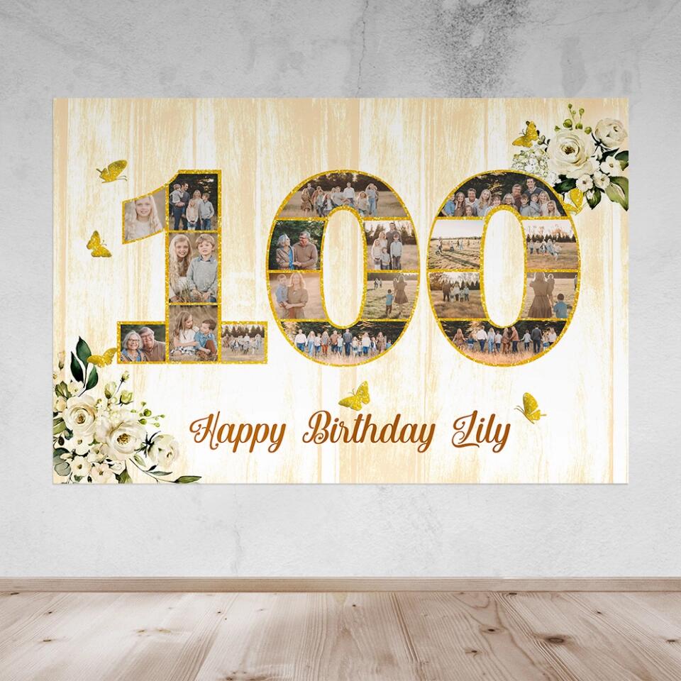 Happy Birthday 50 60 65 70 80 100 Custom Canvas Poster Birthday Gift For Parents Grandparents