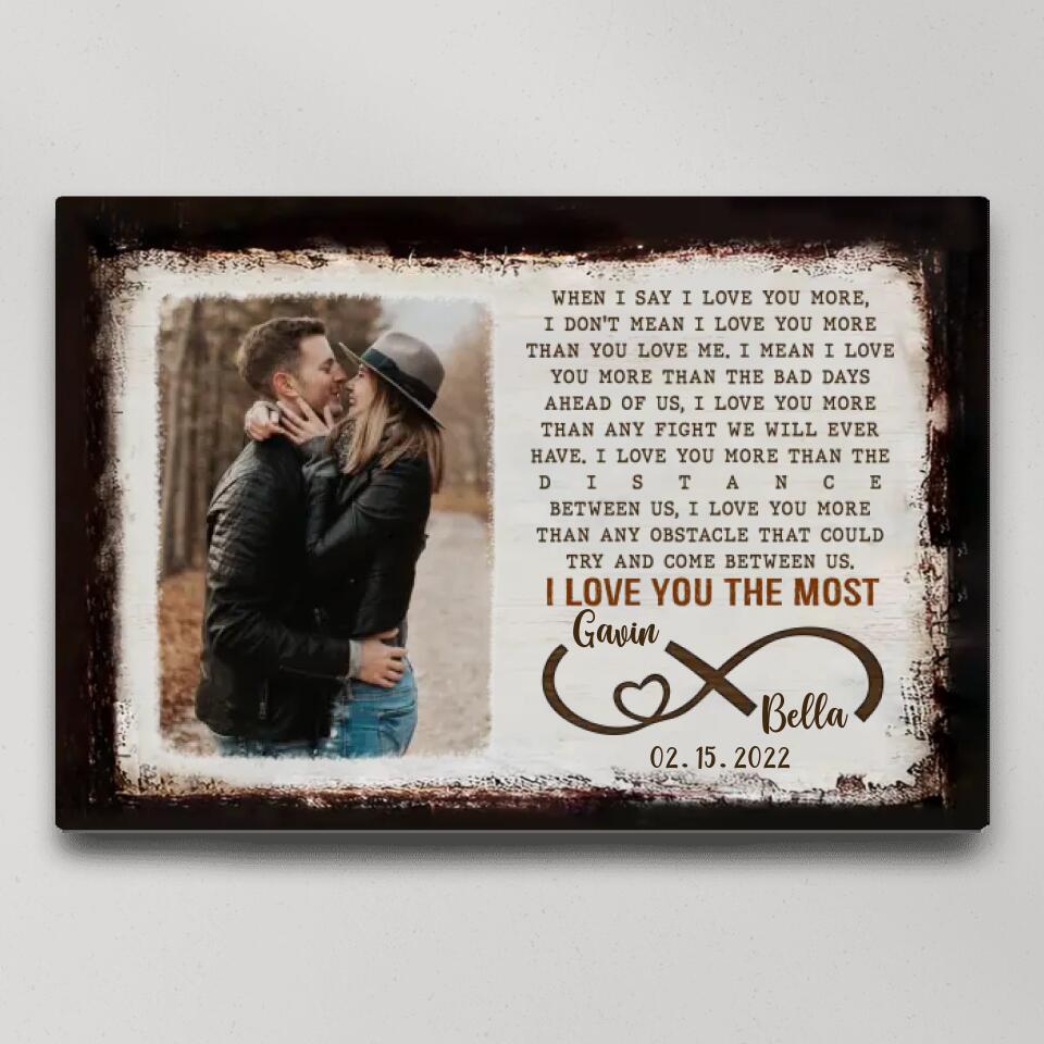 When I Say I Love you More I Love You The Most - Personalized Upload Photo Poster/Canvas - Best Gift For Couples For Him/Her On Anniversary - Best Meaningful Gift Home Decor - 301ICNNPCA070