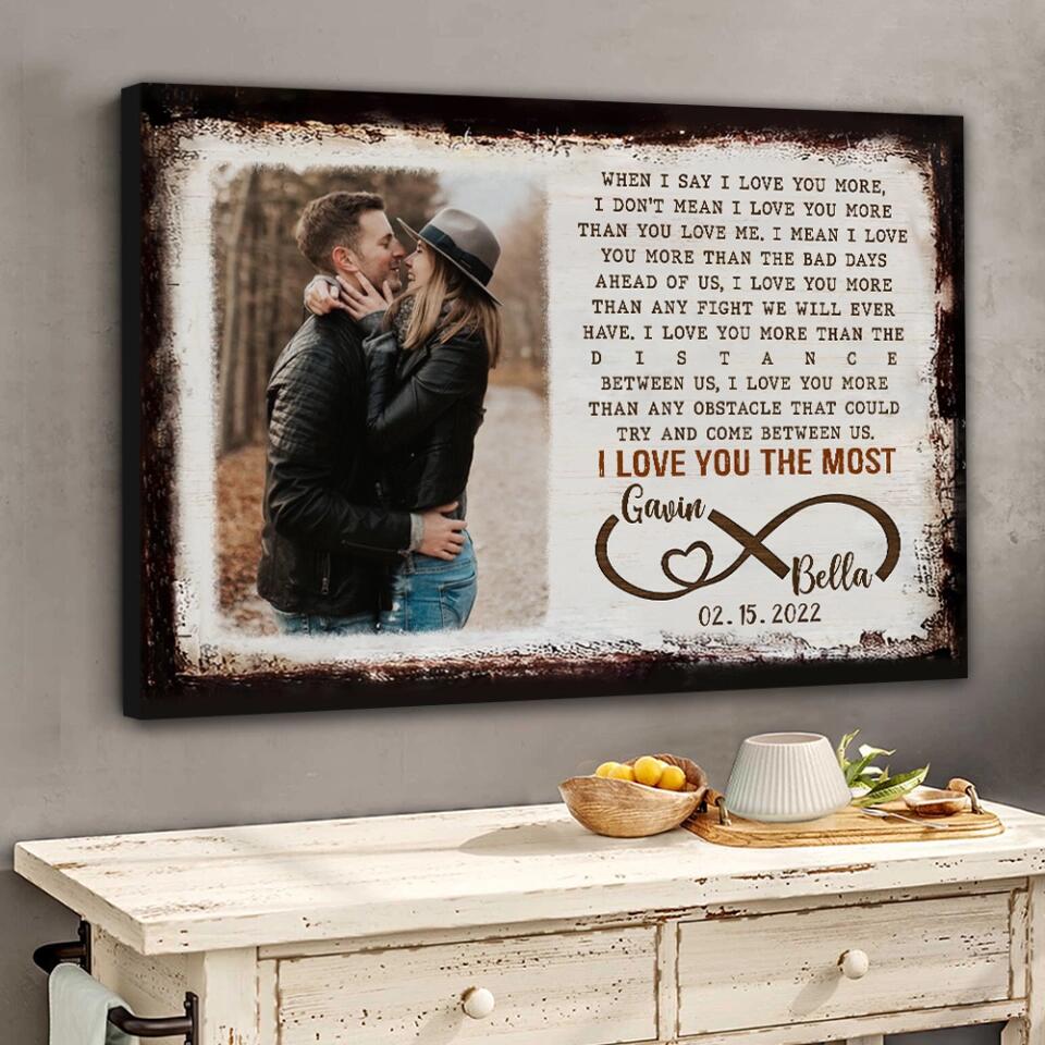When I Say I Love You More Poem Custom Canvas Poster Anniversary Gift For Couples