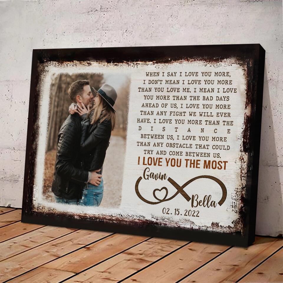 When I Say I Love You More Poem Custom Canvas Poster Anniversary Gift For Couples