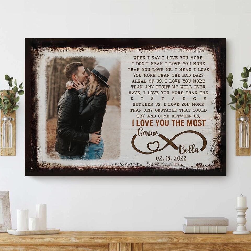 When I Say I Love You More Poem Custom Canvas Poster Anniversary Gift For Couples